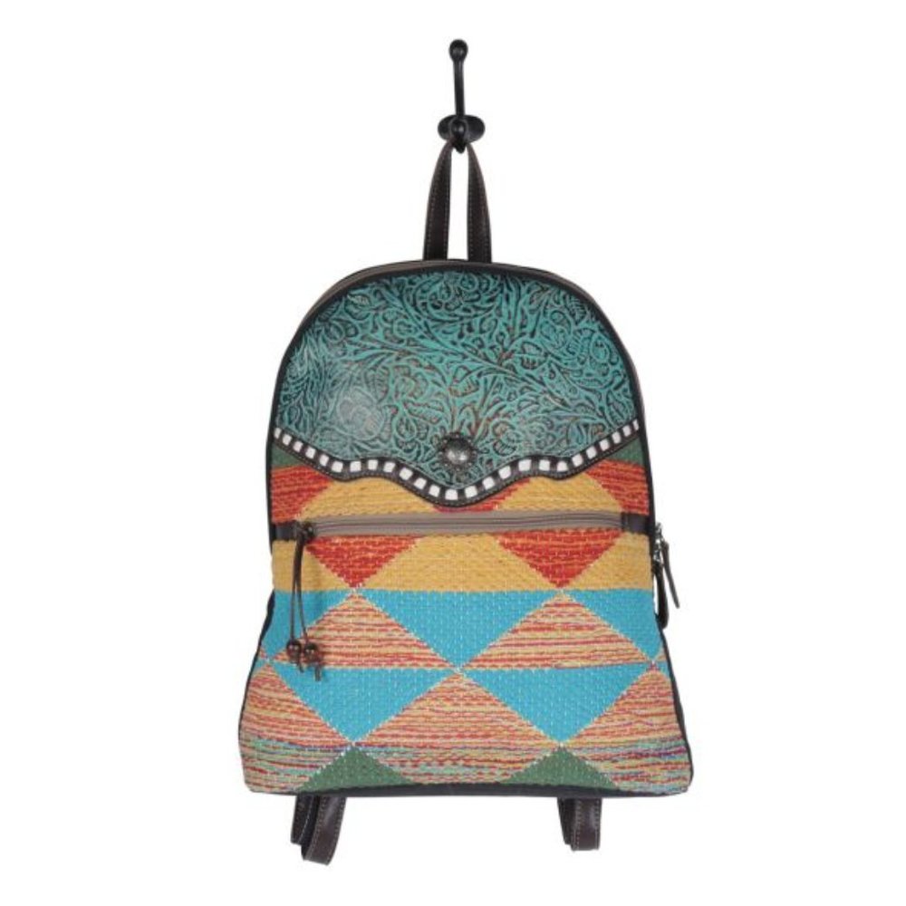 MYRA BAG Accented Hues Backpack Southwestern Western Leather Serape NWT - Picture 3 of 5